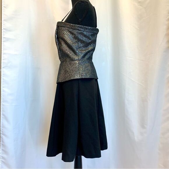 Ds Gray black metallic snake print peplum Bustier corset A-line strapless dress - Picture 5 of 13